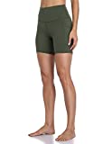 Colorfulkoala Women's High Waisted Biker Shorts with Pockets 6" Inseam Workout & Yoga Tights (M, Olive Green)