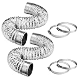 VIVOSUN 2-Pack 4 Inch 8 Feet Non-Insulated Flex Air Aluminum Ducting for HVAC Ventilation, 4 Clamps Included