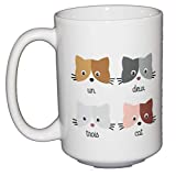 Kitty Cat Coffee Mugs - Un Deux Trois Cat - Funny French Francais Humor Pun (Un Deux Trois Cat)