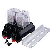 mxuteuk 2pcs HH52P AC 24V Coil 8 Pin 5A DPDT LED Indicator Electromagnetic Power Relay, with Base, with DIN Rail Slotted Aluminum