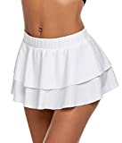 Avidlove Mini Skirts for Women Flirty Double Layered Ruffle Mini Skirt(White,2XL)