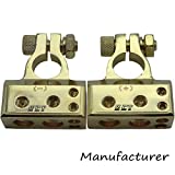 2pcs Battery Terminal 2x4ga+2x8ga Positive Negative Gold Auto Car Audio Modification