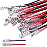 Twidec/20Pcs 4.8mm and 6.3mm Female Spade Crimp Terminal with Insulating Sleeve and Wire Red + Black Female Spade Quick Splice Assortment Kit