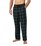 LAPASA Men's Flannel Pajama Pants, Buffalo plaid 100% Cotton Lounge Sleep PJ Bottoms M39, Navy and Green Plaid, Size L