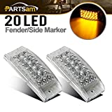 Partsam Pair 6" Amber Side Front Marker Light Turn Signal Light High Low Brightness Sealed, 20 Diodes, Trailer Clearance and led marker lights, 6x2 Rectangular Rectangle led lights, 3 Wires