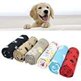 AK KYC 6 Pack Mixed Puppy Blanket Cushion Dog Cat Fleece Blankets Pet Sleep Mat Pad Bed Cover with Paw Print Kitten Soft Warm Blanket for Animals…