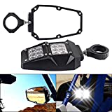 ZGAUTO UTV Rear Side View Mirror with LED Spot Light Fits For 1.75-2 Inch Roll Bar with Ball Joint High Impact Shatterproof Tempered Glass Cage (1 Pair,Compatible With Polaris RZR XP 1000 RZR 900 )
