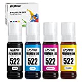 FASTINK Compatible Refill Ink Bottle Replacement for 522 T522 T522120 Use with ET-2720 ET-4700 Printer (Black, Cyan, Magenta, Yellow 4-Pack) Dye Ink ,NOT for Sublimation