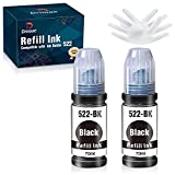 Drnoae Compatible Ink Bottle Replacement for Epson 522 T522 Use with EcoTank ET-2720 ET-4700 All-in-One Printer, 2 Pack (2 Black, 70ML)