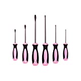 Pink Power Magnetic Screwdriver Set - 6 Piece Phillips and Flathead Hand Tool Set for Women