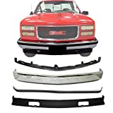 New Front Bumper Chrome + Molding Impact Strip + Front Lower Valance Air Deflector + Filler Center Primed For 1994-2002 GMC Sierra/Chevrolet C/K Series Direct Replacement 15574111 15574113 12376285