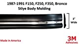 Automotive Authority LLC Replacement Black Chrome Side Body Trim Molding for 1987-1991 F150, F250, F350, Bronco - 3" (Full Roll - 24 ft)