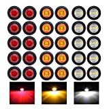 Ledvillage Pack of 30 3/4 Inch Mini Round 10 Amber + 10 Red + 10 White 3 LED Trailer Side Marker Button Lights Clearance Signal Lamp Boat Lorry Truck Pickup Bus 12V DC