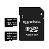Amazon Basics - 64GB microSDXC Memory Card with Full Size Adapter, A2, U3, read speed up to 100 MB/s, 2-Pack