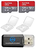 2 Pack - SanDisk Ultra 128GB Micro SD SDXC Memory Flash Card UHS-I Class 10 SDSQUAR-128G-GN6MN Wholesale Lot with 2 Plastic Jewel Cases and Everything But Stromboli (TM) Card Reader