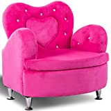 Costzon Kids Sofa, Toddler Ultra-Soft Velvet Armrest Chair Couch for Girls Bedroom Living Room, Children Furniture (Rose)