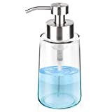 GLUBEE Glass Foaming Soap Dispenser, Thick Glass Soap Dispenser with Rust Proof Stainless Steel Pump, Clear Foam Soap Dispenser with Wide Opening for Kitchen and Bathroom（15 Oz）