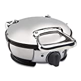 All-Clad Electrics Stainless Steel Waffle Maker 4 Section Nonstick, Upright Storage 800 Watt 7 Browning Levels, Round, Belgium Waffle