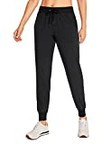 CRZ YOGA Women's Lightweight Joggers Pants with Pockets Drawstring Workout Running Pants with Elastic Waist Black Large