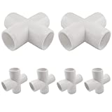 MARRTEUM 1/2 Inch 4 Way PVC Cross Elbow Fitting Furniture Build Grade SCH40 Pipe Joint for Greenhouse Shed / Garden Support Structure / Storage Frame [Pack of 6]