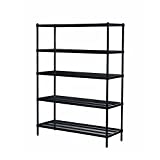 Design Ideas MeshWorks Shelving Unit 47.2" x 17.7" x 63" Metal Shelf (Black, 5-Tier Unit)