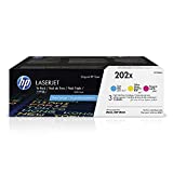 HP 202X | CF501X, CF502X, CF503X | 3 Toner-Cartridges | Cyan, Magenta, Yellow | Works with HP LaserJet Pro M254, M281cdw, M281dw, M281fdw | High Yield