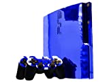 Blue Chrome Mirror Vinyl Decal Faceplate Mod Skin Kit for Sony PlayStation 3 Slim Skin (PS3 Slim) Console by System Skins