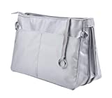 Vercord Expandable Nylon Handbag Purse Organizer Insert Liner Shaper Bag in Bag Beige Grey Large