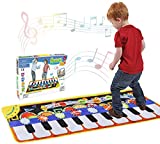 Tencoz Musical Piano Mat 10 Keys Piano Keyboard Play Mat Portable Musical Blanket Build-in Speaker & Recording Function for Kids Toddler Girls Boys