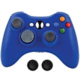 BEK Controller Replacement for Xbox 360 Controller, Wireless Remote Gamepad Non-Slip Joystick Thumb Grips Double Shock Live Play Compatible with Microsoft Xbox 360 Slim PC Windows 10 8 7 Color (Blue)