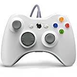 YAEYE Wired Controller for Xbox 360, Xbox 360 Game Controller with Dual-Vibration Turbo for Microsoft Xbox 360/360 Slim and PC Windows 7,8,10 (White)