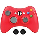 BEK Controller Replacement for Xbox 360 Controller, Wireless Remote Gamepad Non-Slip Joystick Thumb Grips Double Shock Live Play Compatible with Microsoft Xbox 360 Slim PC Windows 10 8 7 Color (Red)