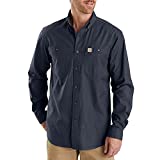 Carhartt Men's Rugged Flex Rigby Long Sleeve Work Shirt (Regular and Big & Tall Sizes), Navy, Large