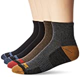 Timberland Men's 4 Pack Comfort Low Quarter Sock, Black/Blue/Brown/Charcoal, Sock Size: 10-13/Shoe Size:9-11