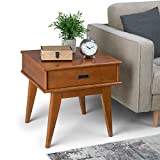 SIMPLIHOME Draper Solid Hardwood 22 inch wide Rectangle Mid Century Modern End Side Table in Teak Brown with Storage, 1 Drawer, for the Living Room and Bedroom