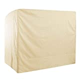 Outdoor 3 Triple Seater Hammock Patio Swing Chair Cover, Water-Resistant, All Weather Protection, Beige Color