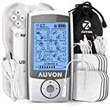 AUVON Rechargeable TENS Unit Muscle Stimulator, 3rd Gen 16 Modes TENS Machine with 8pcs 2"x2" Premium Electrode Pads (American Gel) for Pain Relief