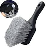 LUCKLYJONE Wheel & Tire Brush for Car Rim, Soft Bristle Car Wash Brush, Cleans Tires & Releases Dirt and Road Grime, Short Handle for Easy Scrubbing Black