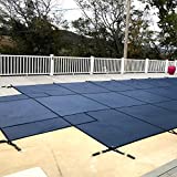 WaterWarden Inground Pool Safety Cover, Fits 18’ x 36’, Blue Mesh, Center End Step – Easy Installation, Triple Stitched for Max Strength, Includes All Needed Hardware, SCMB1836CS