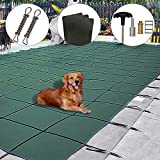 Pool Safety Cover, 16 x 32FT Rectangle Inground Safety Pool Cover Green Mesh Solid Pool Safety Cover for Swimming Pool Winter Safety Cover (16x32FT)