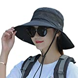 Sun hat UV Cut Outdoor hat Sun Hat for - Gardening/Garden Hat - Wide Brim Summer Cap, Fishing & Beach Travels (Black)