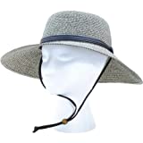 Sloggers Women's Wide Brim Braided Sun Hat with Wind Lanyard - Sage - UPF 50+ Maximum Sun Protection, Style 442SG,Medium