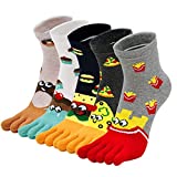 Womens Toe Socks Cotton Comfy Cute Five Finger Sox Sports Ankle for Ladies