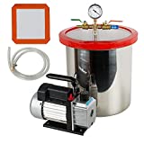 5 Gallon Vacuum Chamber,Fencia Heavy Duty 5 Gallon Stainless Steel Vacuum Degassing Chamber Kit w/3 CFM Pump Hose (Shipping from USA)