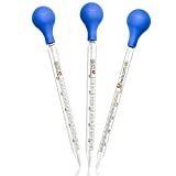 3 Pieces Glass Pipettes 2 x 10ml + 5ml Glass Graduated Dropper Lab Measuring Dropping Pipette for School, Students, Transfer for Liquid Essential Oil