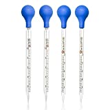 Alysontech Glass Pipette, 4 Pieces 10ml 5ml Glass Graduated Pipettes Dropper with Big Rubber Cap Dropping Lab Pipette Transfer for Liquid Essential Oil