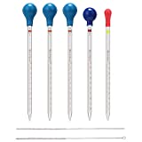 Thick Glass Graduated Pipette Dropper Liquid Essential Oil Transfer 10ml 5ml 1ml 5 Pcs + 2 Brushes