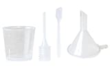 1 Set(4PCS) Plastic Make up Cosmetic Filling Sample Packing Tools-Skin Care Accessories Including Funnel Spoon Spatulas/Transfer Pipette/Measuring Cup for DIY and Travel Using(Transparent)