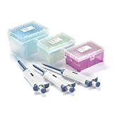 Set of 3 Variable Volume Single Channel Pipettes, Adjustable Pipettors, 0.5-10 Âµl, 10-100 Âµl, 100-1000 Âµl with 3 Boxes of sterile Pipette Tips