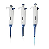 Starter Set of 3 Variable Volume Single Channel Pipettes, Adjustable Pipettors, 2-20, 20-200, 100-1000 microliter